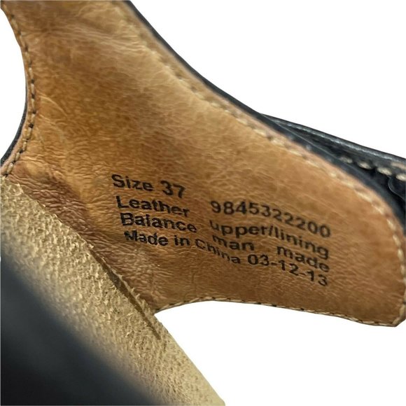 Dansko Black Tooled Leather Open Toe Ankle Strap Studded Block Heel Sandal Sz 37 - Picture 8 of 9